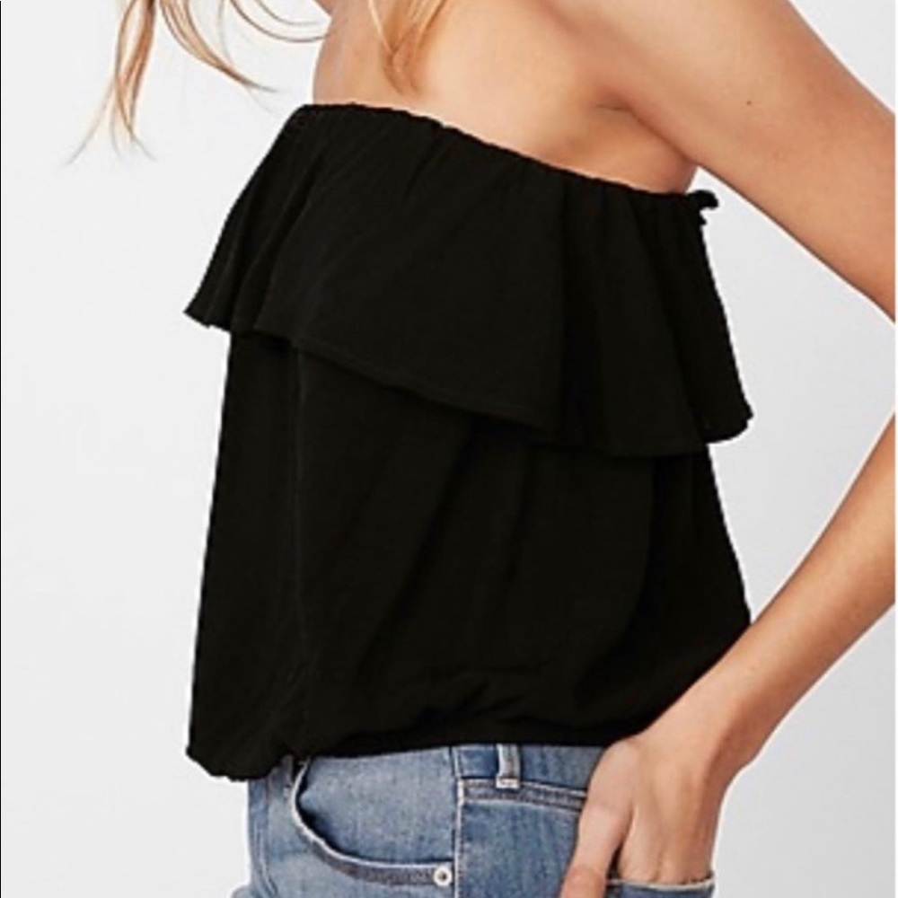 NWT-Black Frilly Flounce Tube Top
